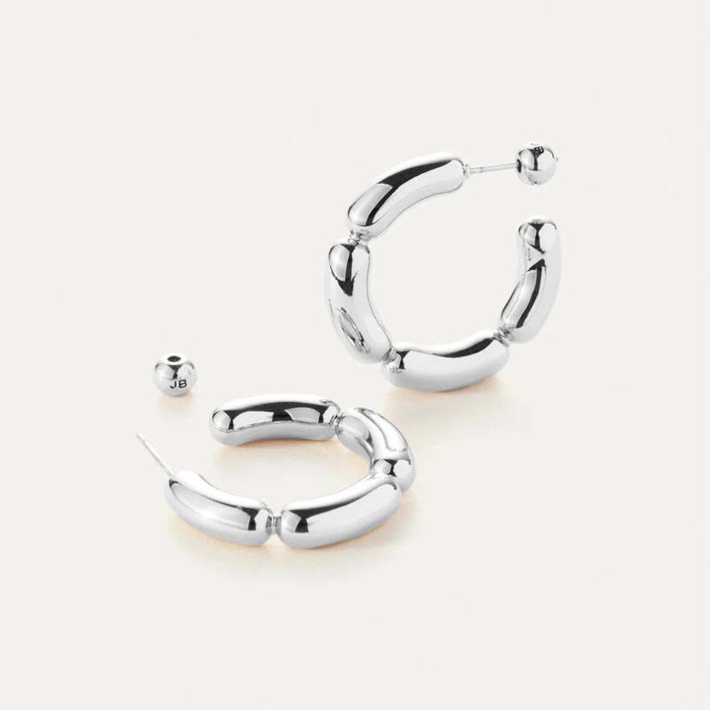 Jenny Bird Balloon Link Silver Tone Earrings New